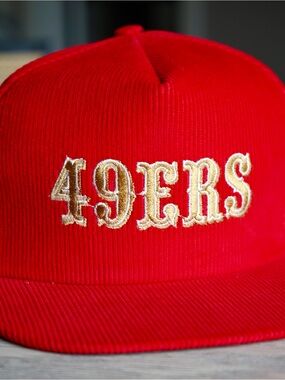 Red '49ers' Embroidered Corduroy Baseball Cap